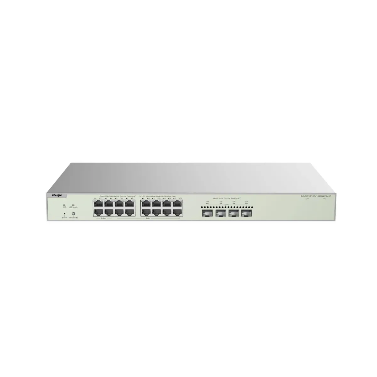 Reyee Switch PoE Cloud Capa 2 - 16 x RJ45 2.5Gpbs PoE++ + 4 x 10Gbps SFP+ - Máximo 370W