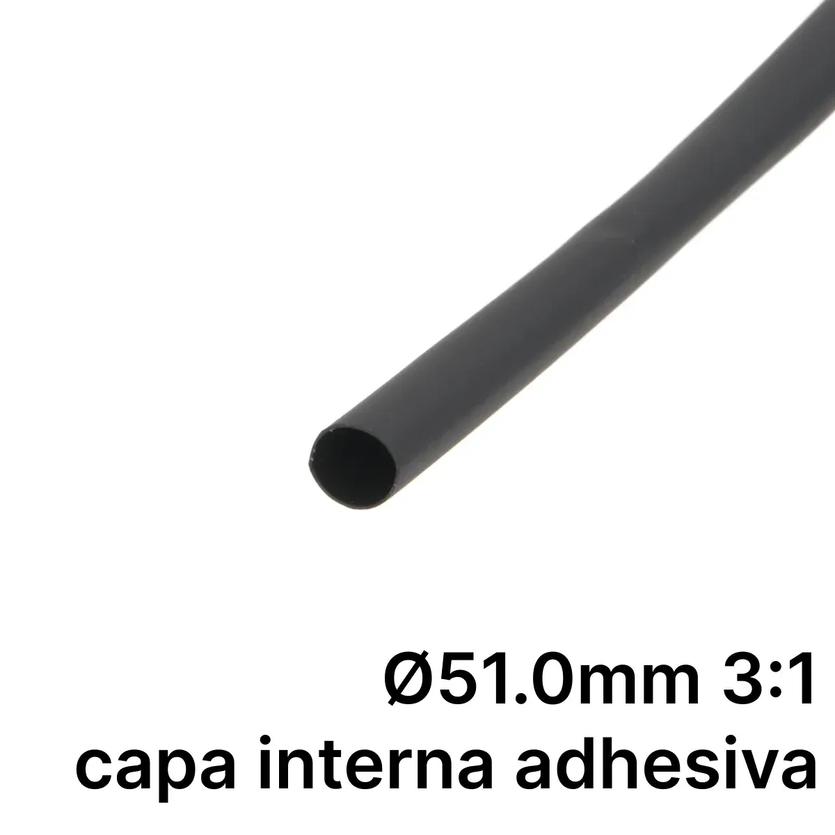 Pack de corte [1.2m] DUAL WALL ADHESIVE de tubo termorretráctil 3:1 Ø50.8mm negro – Poliolefina libre de halógeno e ignífugo [x5]