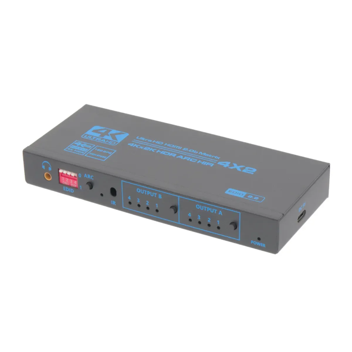 Matriz 4x2 4K@60Hz EDID + AUDIO 3.5mm Jack HDCP2.2