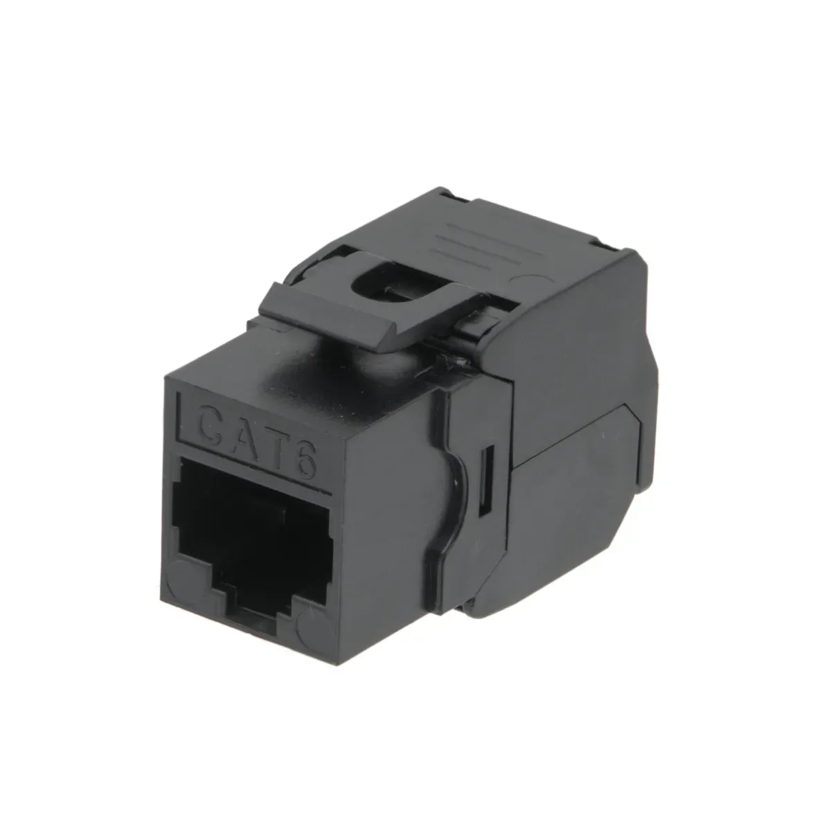 RJ45 UTP Keystone Cat.6 Negro sin herramientas, 180 grados