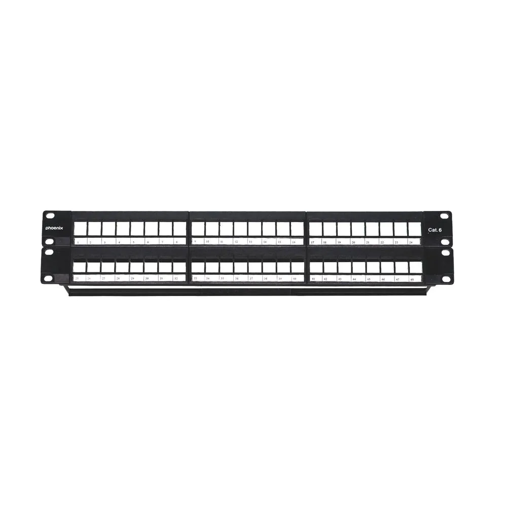 Phoenix patch panel vacio para rack de 48 puertos categoria 6 1u