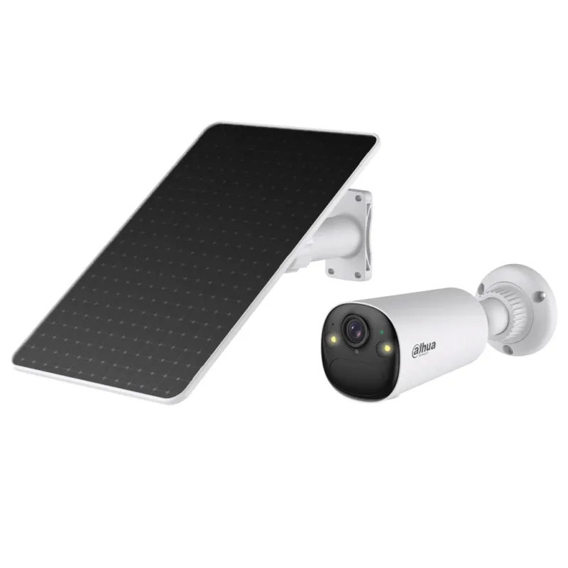 Tubular IP H265 4M Iluminación Dual LED20m/IR15m 2.1mm IP66 PIR MIC/Altavoz WiFi AI con batería + Panel Solar