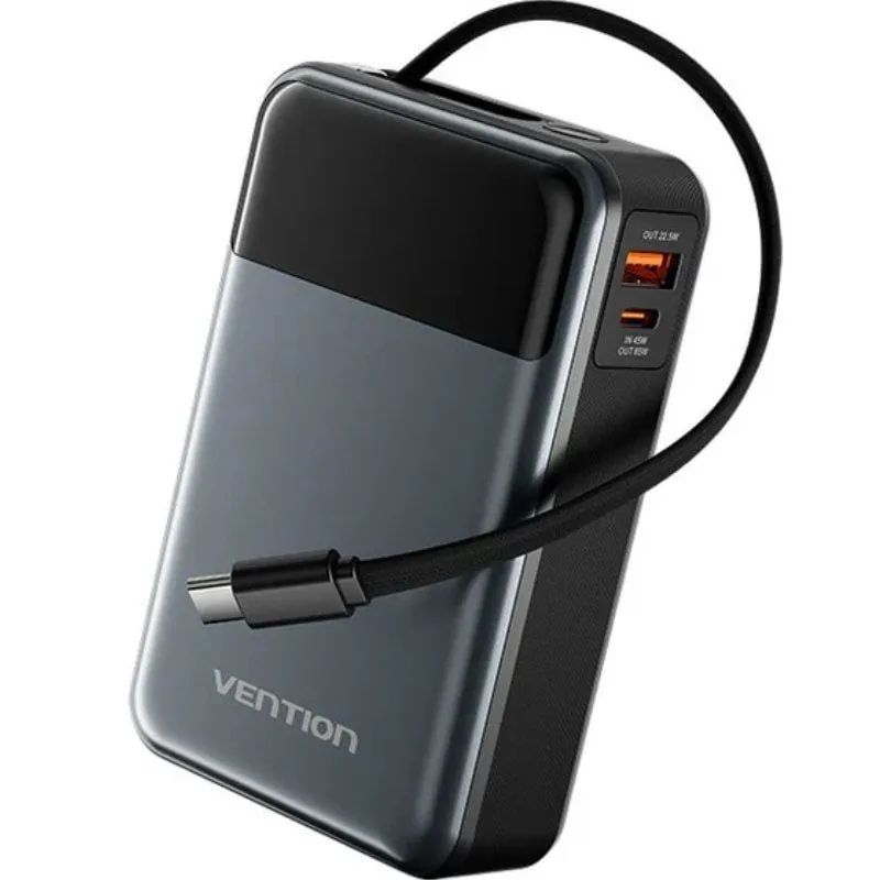 Powerbank 20000mAh Vention FHYB0/ 65W/ Gris/ Incluye Cable USB Tipo-C