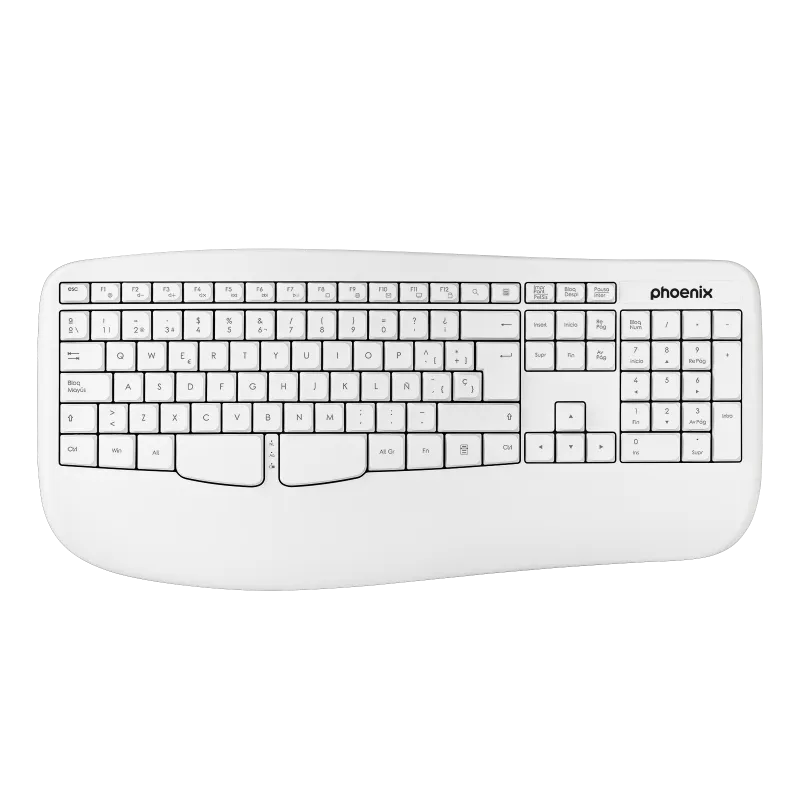 Phoenix k201 teclado ergonómico inalámbrico 2.4ghz blanco