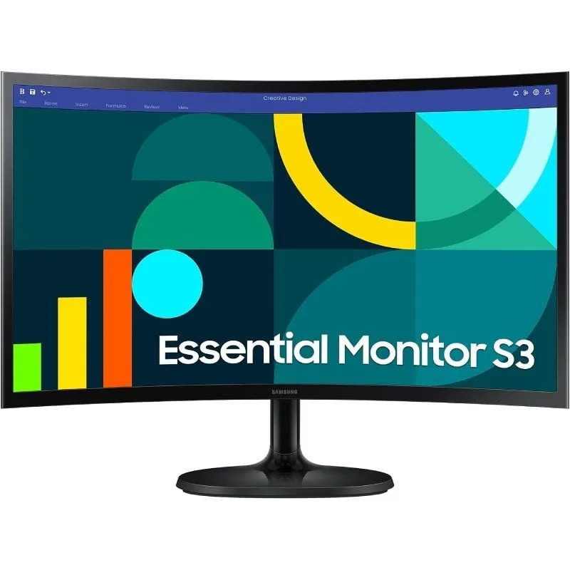 Monitor Profesional Curvo Samsung Essential Monitor S3 S36GD S24D364GAU/ 24'/ Full HD/ Negro