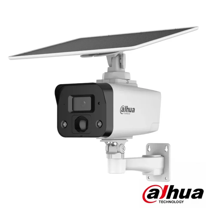Tubular IP H265 4M Iluminación Dual LED20m/IR30m 3.6mm IP67 PIR MIC/Altavoz E/S 4G AI + Panel Solar