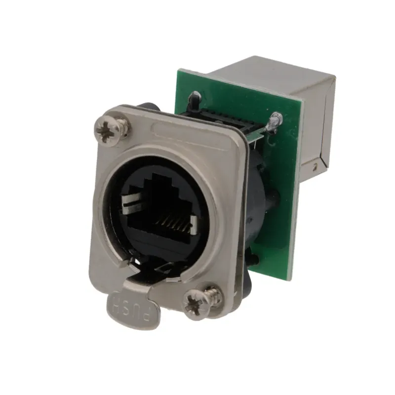 Adaptador RJ45 doble hembra para pared con bloqueo