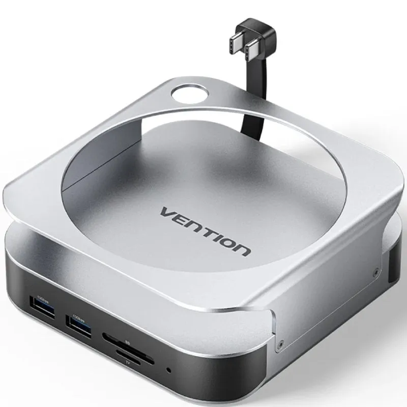 Docking para Mac Mini USB Tipo-C Vention THIHAG/ Ranura SSD M.2/ 4xUSB/ 1xUSB Tipo-C/ 1xDisplayPort 4K/ 1xLector Tarjetas/ 1xJack 3.5mm