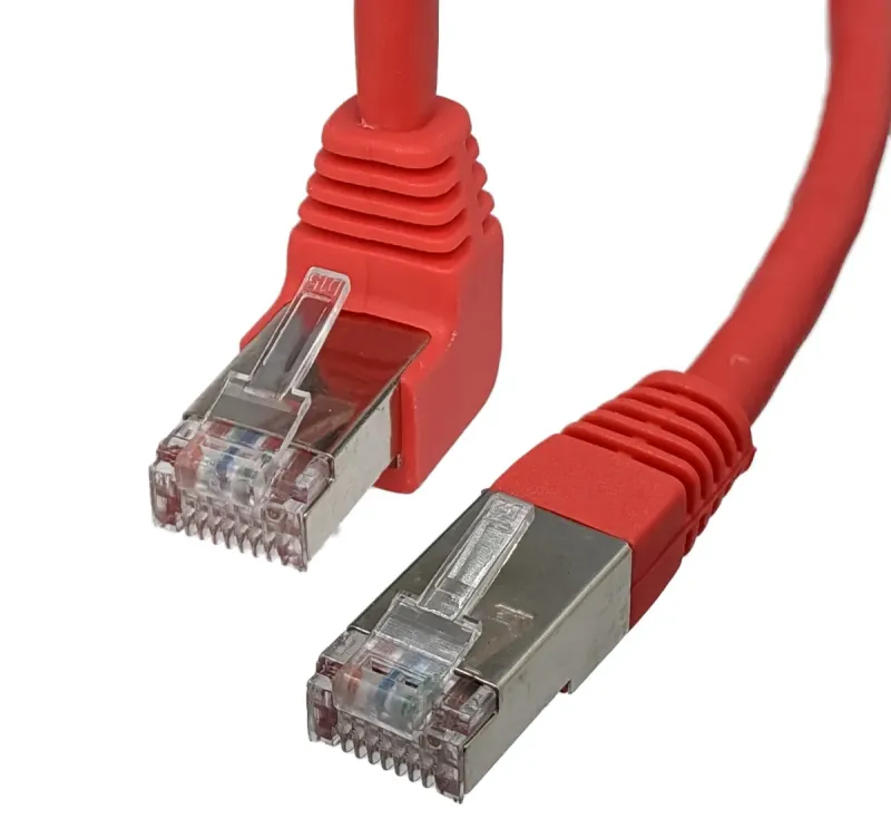 Cat.6 FTP RJ45 Macho-Macho, 0.3m Acodado, Rojo