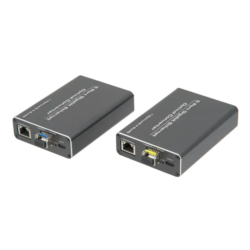 Conmutador Industrial de Fibra Ethernet Gigabit de 5 Puertos