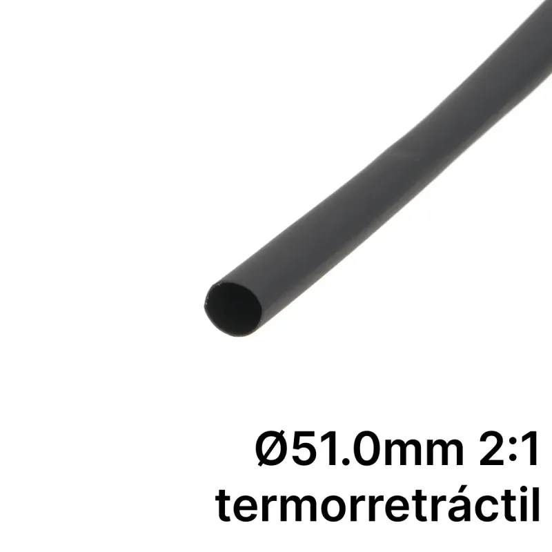 Pack de corte [1.2m] de tubo termorretráctil 2:1 Ø51.0mm negro – Poliolefina libre de halógeno e ignífugo [x5]