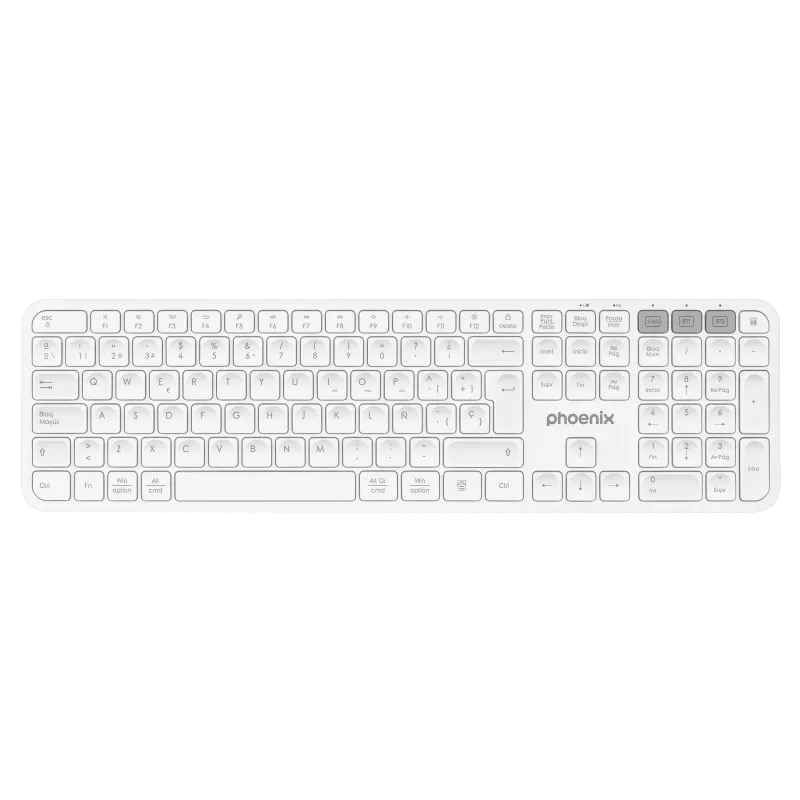 Teclado inalámbrico multidispositivo phoenix k300 blueooth dual y 2.4ghz blanco