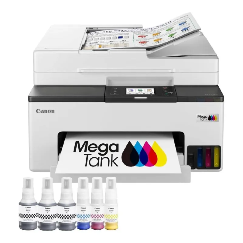 Multifunción inyección canon maxify gx2051 megatank color fax -  a4 -  red -  wifi -  adf -  3 botellas negro