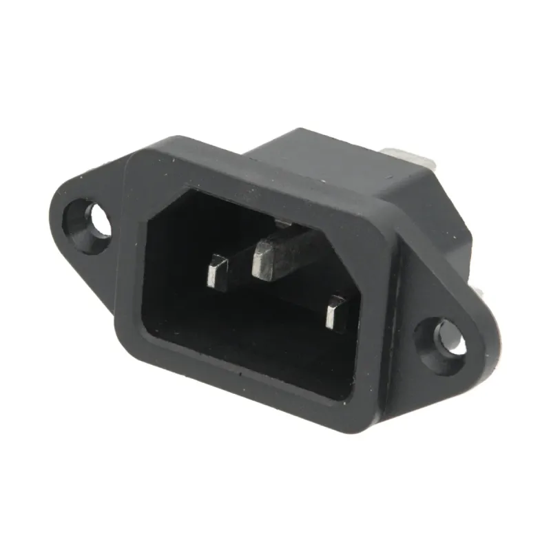 Base IEC C14 con Patillas para Montaje en Panel - Macho 250/10A (FastON de 6.35mm)