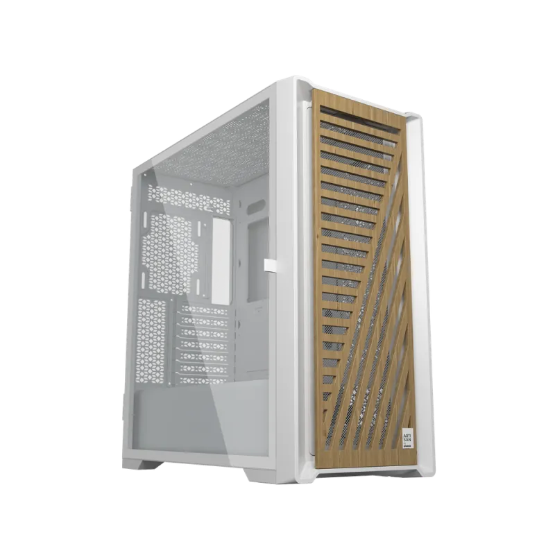 Caja ordenador phoenix gaming artisan noble blanca frontal de madera atx filtros antipolvo tipo c