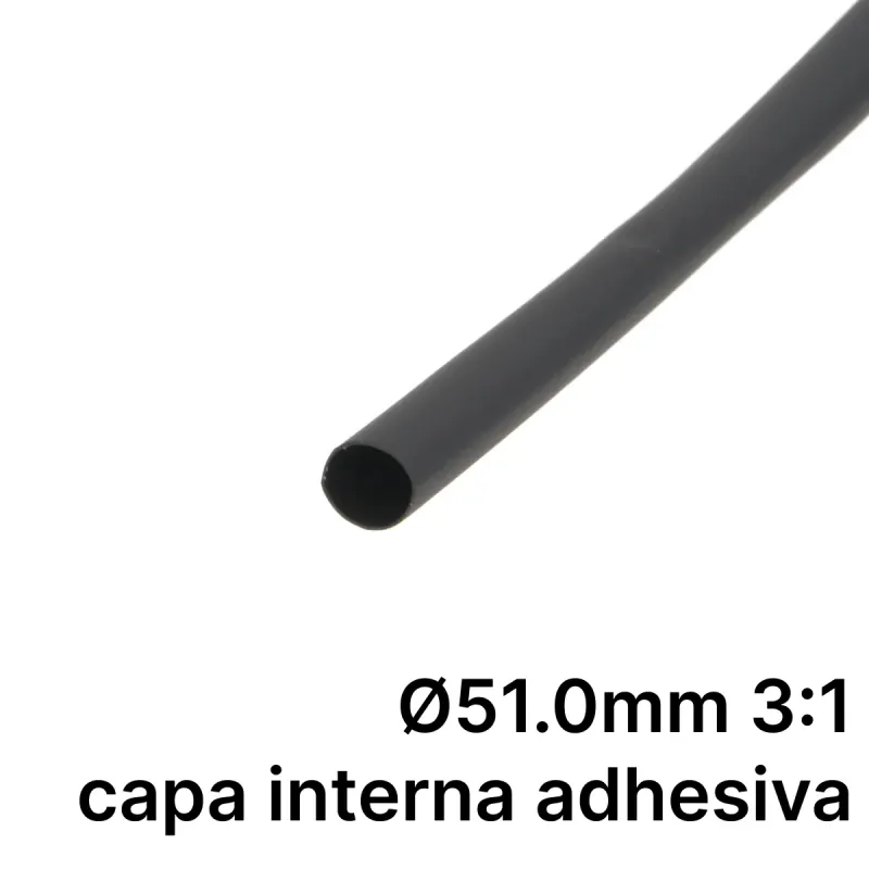 Pack de corte [1.2m] DUAL WALL ADHESIVE de tubo termorretráctil 3:1 Ø50.8mm negro – Poliolefina libre de halógeno e ignífugo [x5]