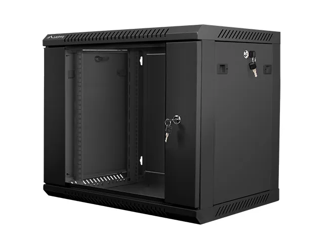Armario lanberg 19 pulgadas 9u 600x450x507 flat pack puerta cristal negro