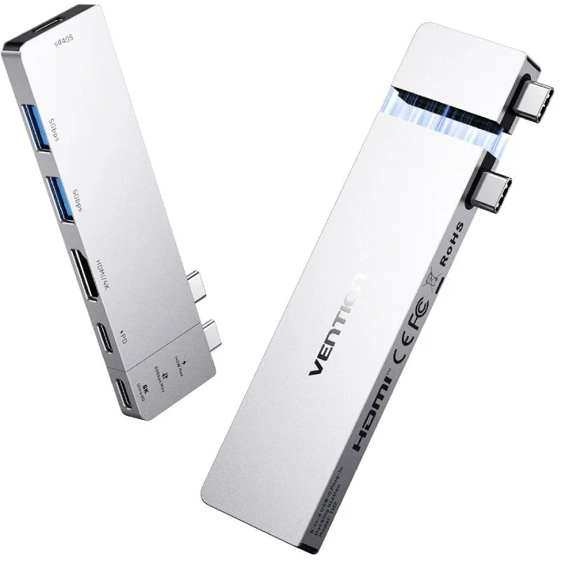 Docking USB Tipo-C Vention THZH0/ 1xHDMI 4K/ 2xUSB/ 2xUSB Tipo-C/ 1xThunderBolt/ 1xUSB Tipo-C PD/ Gris
