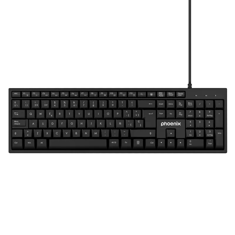 Phoenix k100 teclado multimedia usb negro qwerty oficina