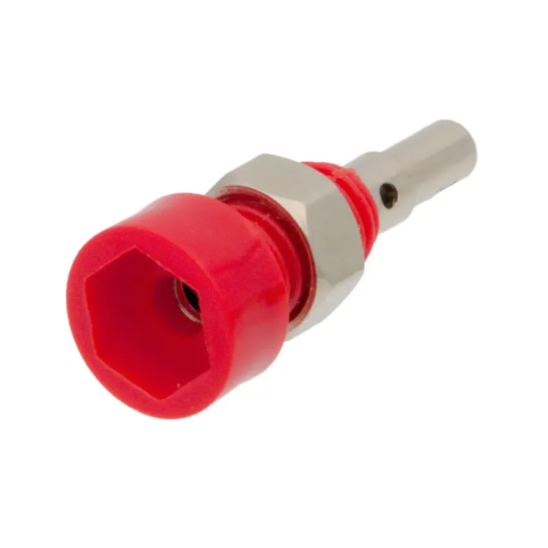 Base Hembra Roja de 2mm para Banana con Conexión de Soldar