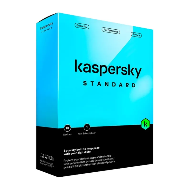 Antivirus kaspersky standard 10 dispositivos 1 año en caja