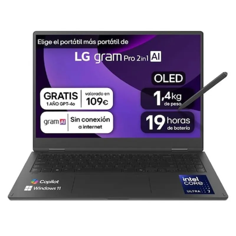 Portatil lg gram pro 16t90tp - k u7 - 255h -  32gb -  ssd 1tb -  16 pulgadas -  w11h