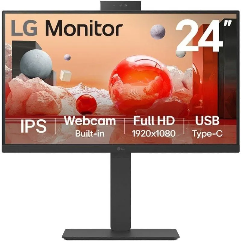Monitor Profesional LG 24BA850-B 23.8'/ Full HD/ Webcam/ Multimedia/ Negro