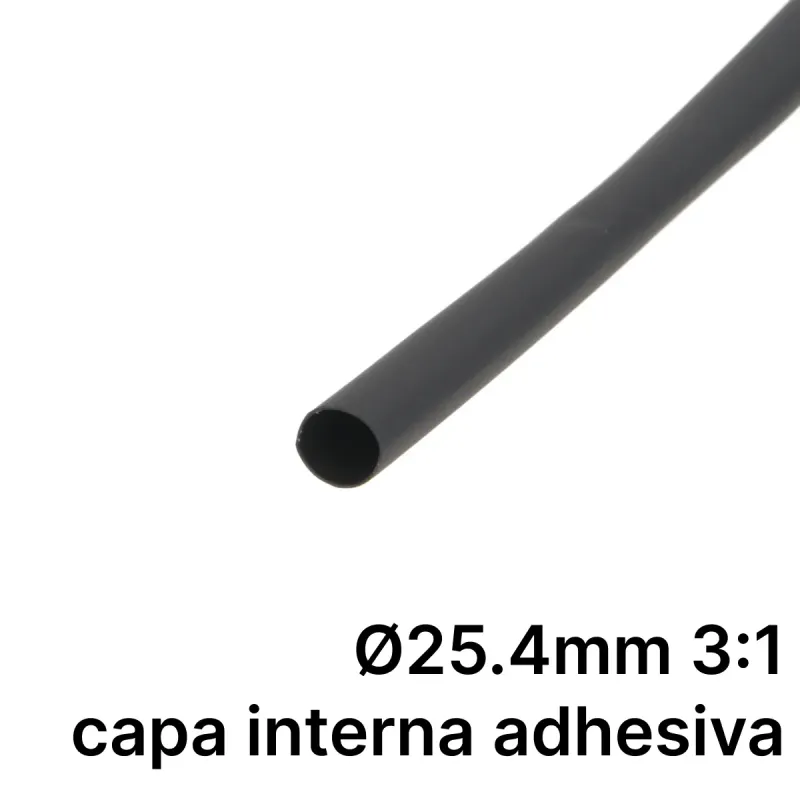 Pack de corte [1.2m] DUAL WALL ADHESIVE de tubo termorretráctil 3:1 Ø25.4mm negro – Poliolefina libre de halógeno e ignífugo [x5]