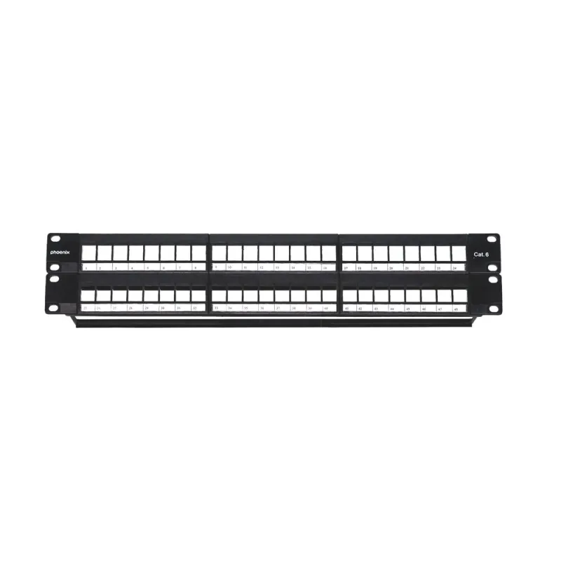 Phoenix patch panel vacio para rack de 48 puertos categoria 6 1u