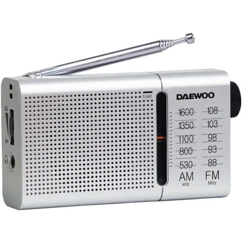 Radio Portátil Daewoo DW1037/ a Pilas/ Plateada