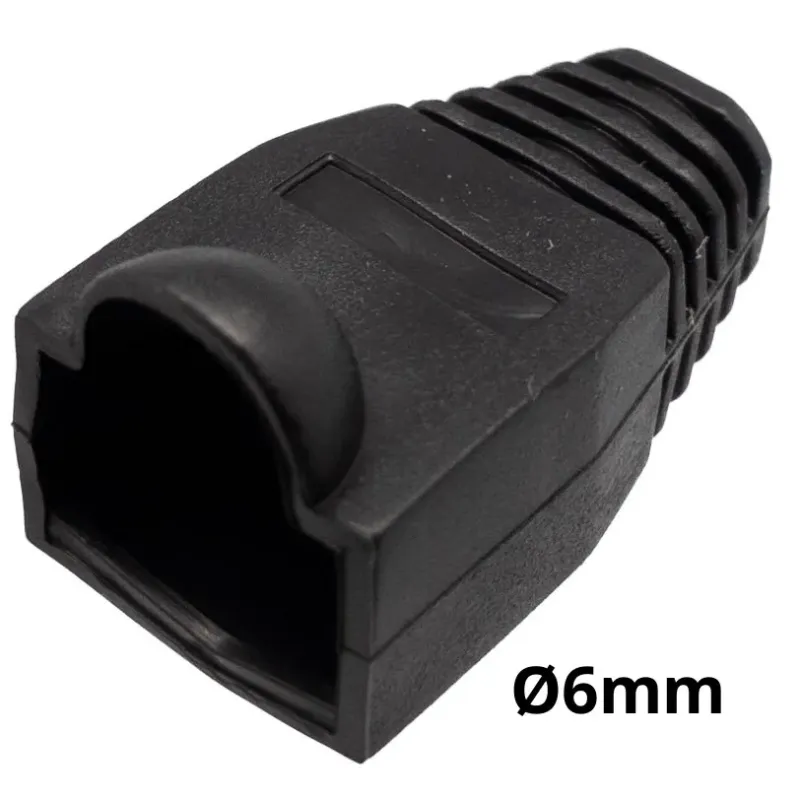 Capuchón protector para conector RJ45 para cable de Ø6mm con burbuja, Negro