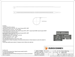 8.8x450mm Negro, Brida Nylon 66 — imagen 2
