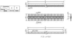 2.54mm, TIRA DE 40 PINS, TORNEADA, DORADA. — imagen 2