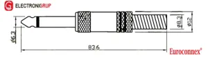 6.35mm MONO MACHO, LINEAS NEGRAS — imagen 2
