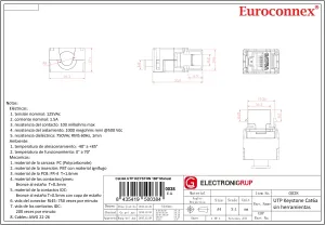 RJ45 UTP Keystone Cat.6A sin herramientas, 180 grados — imagen 2