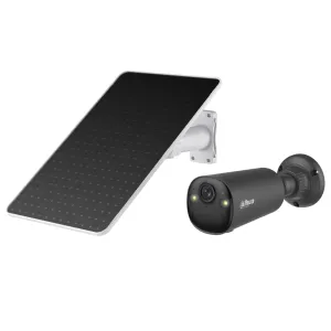 Tubular IP H265 4M Iluminación Dual LED20m/IR15m 2.1mm IP66 PIR MIC/Altavoz WiFi AI color negro con batería + Panel Solar — imagen 1