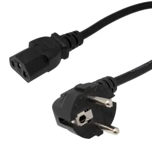 Cable de Alimentación Schuko Macho a IEC C13, Color Negro, 5 Metros — imagen 1