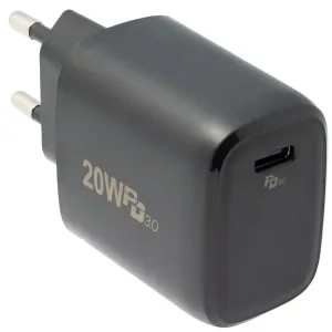 Cargador de pared USB-C 20W con Power Delivery (PD), Negro — imagen 1