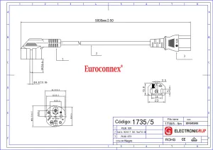 Cable de Alimentación Schuko Macho a IEC C13, Color Negro, 5 Metros — imagen 2