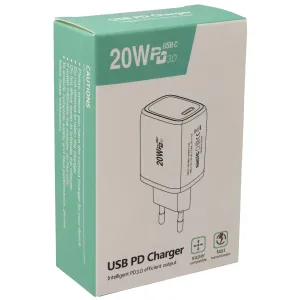Cargador de pared USB-C 20W con Power Delivery (PD), Negro — imagen 2
