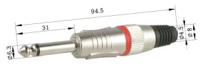 6.4mm Mono Macho Aereo, Linea Roja — imagen 2