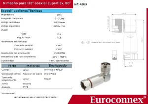 90º N Macho Soldar para 1/2" Superflexible Cable — imagen 2