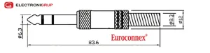 6.35mm ESTEREO MACHO, LINEAS ROJAS — imagen 2