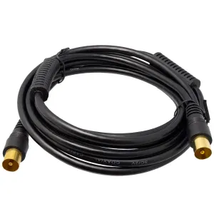 Conjunto cable de antena COAXIAL 1,5m negro con ferritas Macho - Macho y adaptador Hembra - Hembra — imagen 2