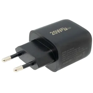 Cargador de pared con USB-C y USB-A 20W, Negro — imagen 2