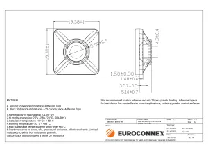 Base adhesiva y/o tornillo para bridas, 19x19mm, Negro — imagen 2
